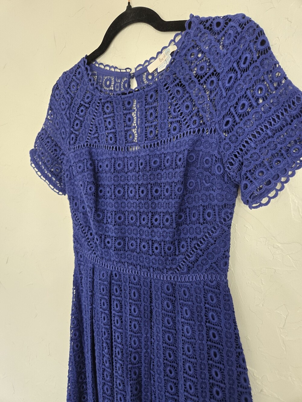 Boden Crochet Lace Cobalt Blue Short Sleeve Midi Althea Dress, 2 - Picture 4 of 11